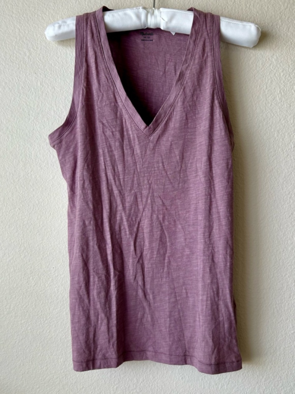 Madewell Whisper Cotton Vneck Tank Top Weathered Fig XSmall NWT NEW - Picture 2 of 10